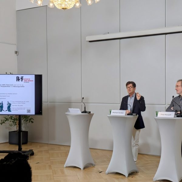 Pressekonferenz von RSF Österreich zum Pressefreiheits-Index 2024